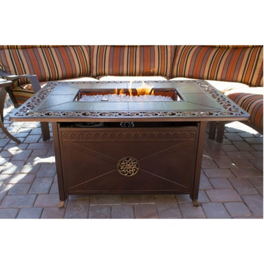 AZ Patio Heaters Rectangular Cast Aluminum Decorative Firepit with Scroll Design