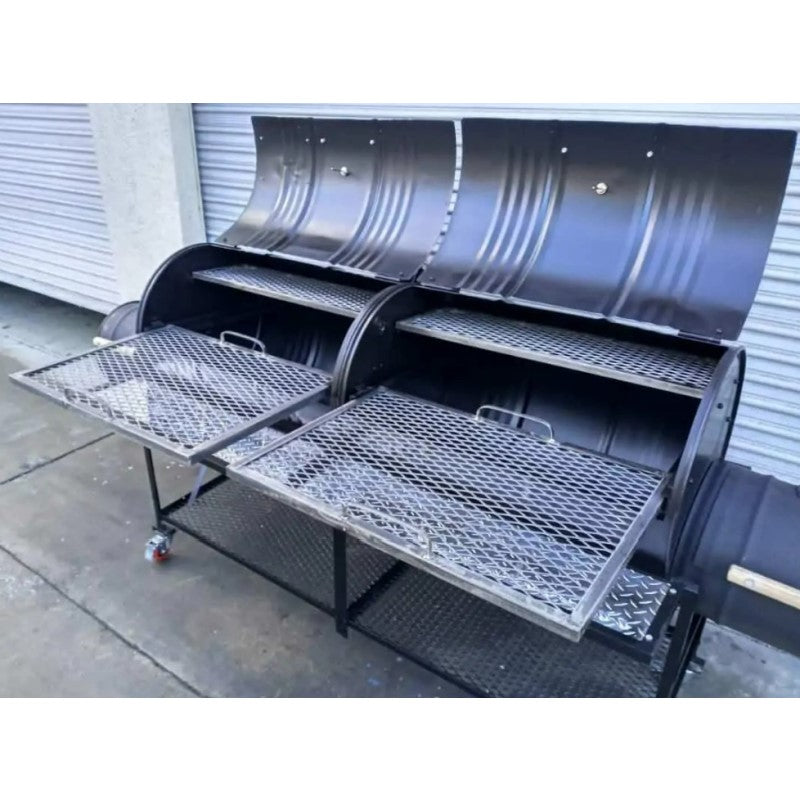 Moss Grills Double Barrel Barbeque Grill and Smoker with Double Firebox