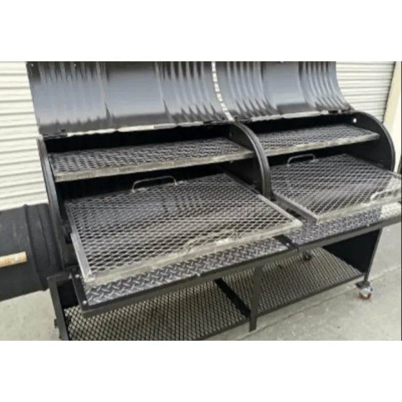 Moss Grills Deluxe Double Barrel Barbeque Smoker Rotisserie 