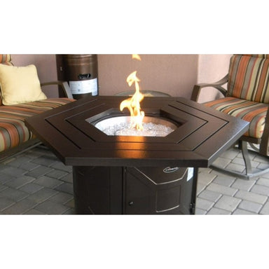 AZ Patio Heaters Hammered Bronze Hexagon Fire Pit Lit