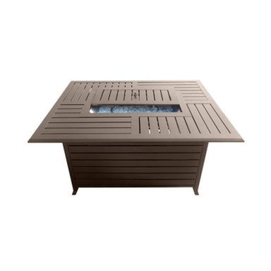 Rectangle Aluminum Slatted Fire Pit With Stainless Steel Propane Burner Media 2 of 4